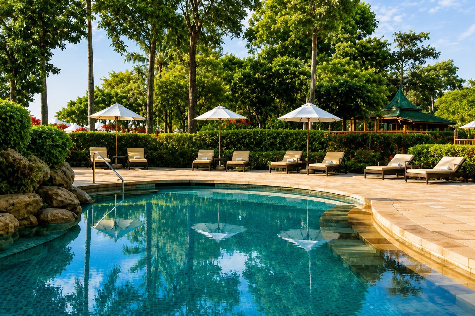 Swimming pool render at Oka Resorts